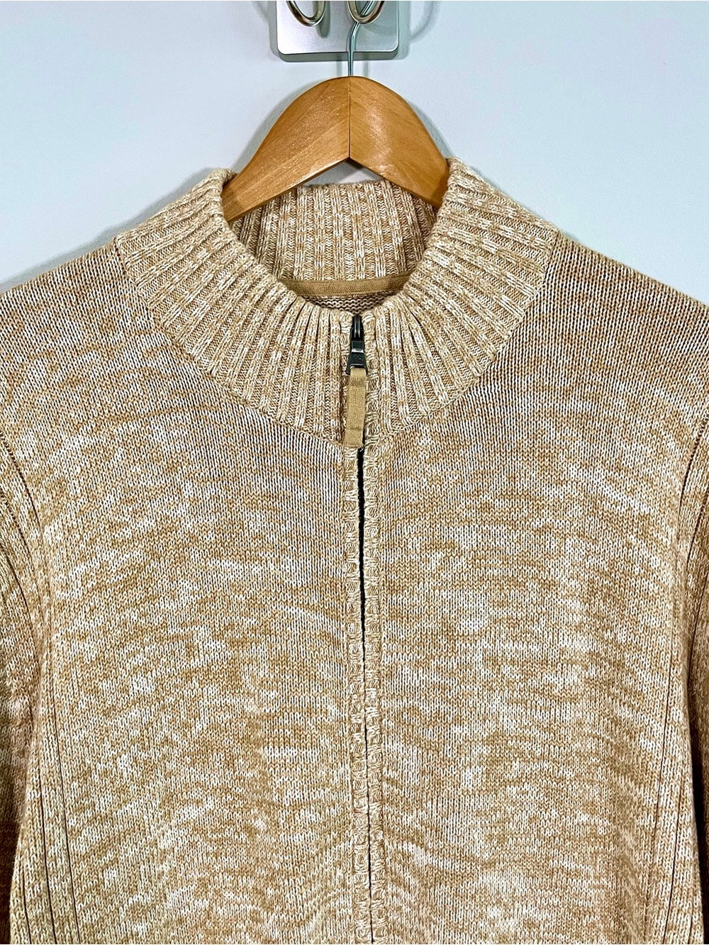 VTG 90s St John's Bay Cotton Full Zip Cardigan Mens Sweater XL Made in Hong Kong